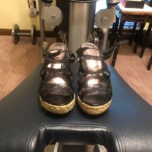 Nine West Wedge Sandals Size 6 Black